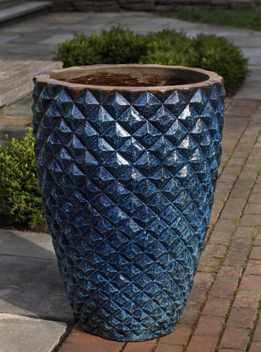 Campania International Glazed Terra Cotta Facet Planter, Tall Urn/Planter Campania International